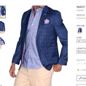 Tailorbyrd NAVY WINDOWPANE PLAID SPORT COAT